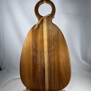 Natural Elements Acacia Wood Deer Stag Cutting Board Charcuterie Platter 9x15